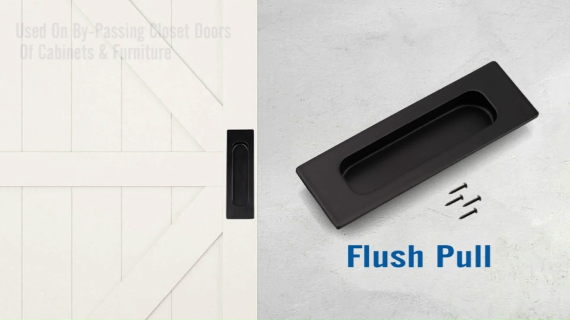 Black Rectangular Recessed Bypass Door Handles Barn Door Finger Pull