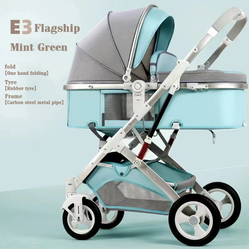 JXB A8188S 2024 Hot Mom Multifunctional High Landscape Light Small Foldable Stroller With Rubber Wheels