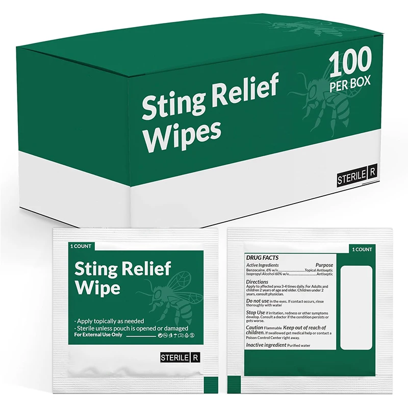 Disposable Medical First Aid Sting Relief Medicated Pad for Outdoor Camping