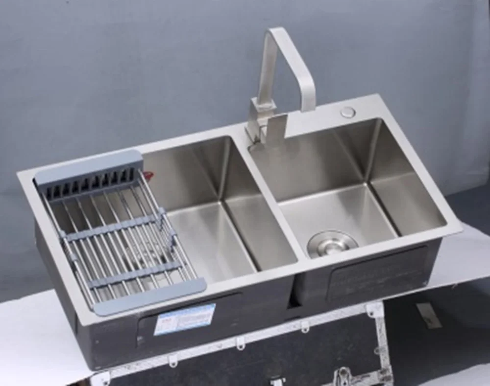 Kitchen Sink German Style Good Quality 304 Stainless Steel Square Above Counter Basin Brushed Single Bowl,double Bowl 5pcs/ctn