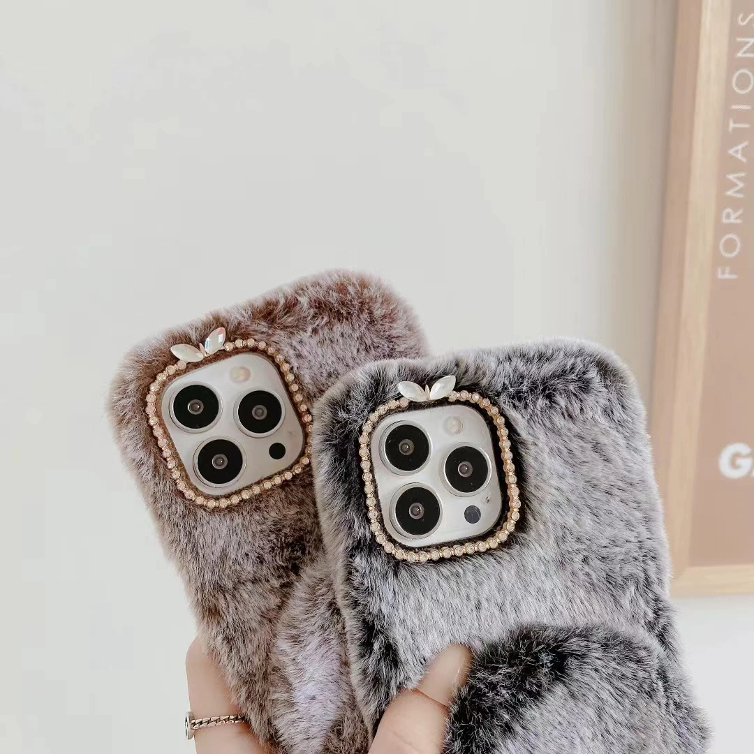 Fluffy Mirror Fur Phone Case for Iphone 14 More