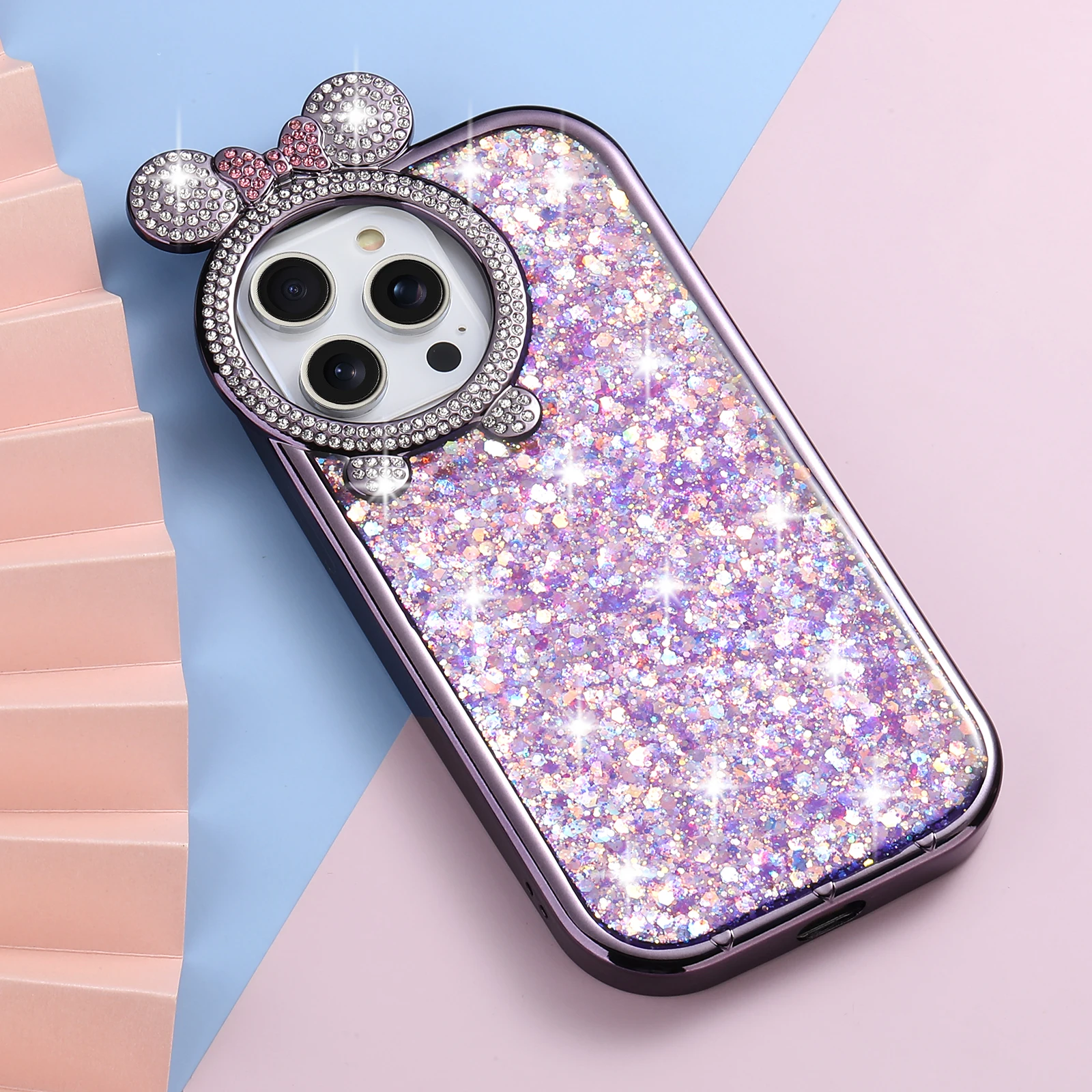 With Small Ears Gradient Diamond Phone case for iphone 13 Pro Max Cartoon Cute Shockproof case for SAM Ultra 23