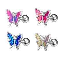 10Pcs/Set Multicolor Butterfly Ear Nail Wholesale 316L Steel Stud Earring New Designs Kids Hook Earrings