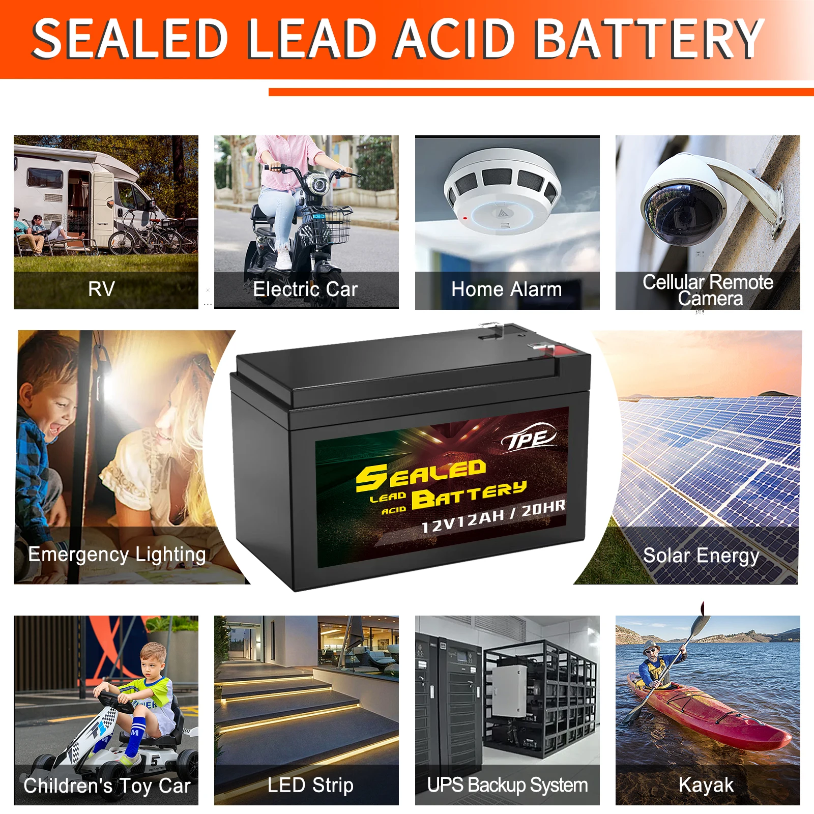 12V 12Ah Solar Sealed Lead Acid Battery Rechargeable SLA AGM Battery Long Life UPS Energy Storage Battery Emergency Power Supply factory