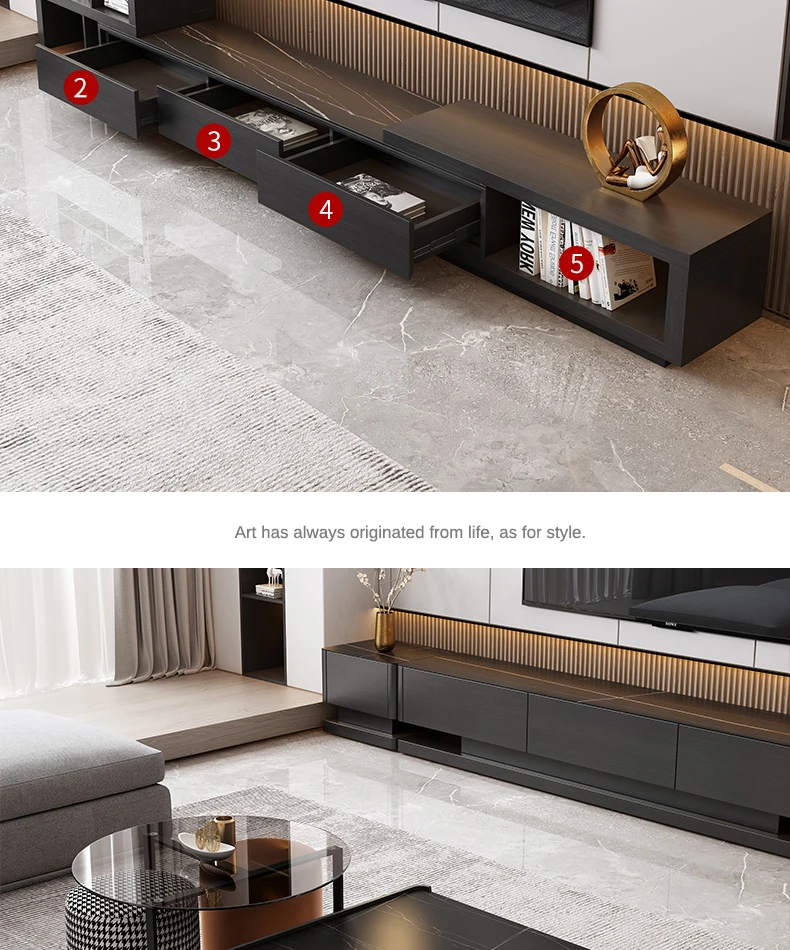 Modern Minimalist Wooden Coffee Table Tv Stand Living Room Center