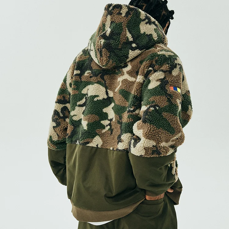 Winter Men's Army Green Camo Hoodies Street Wear Pullover
