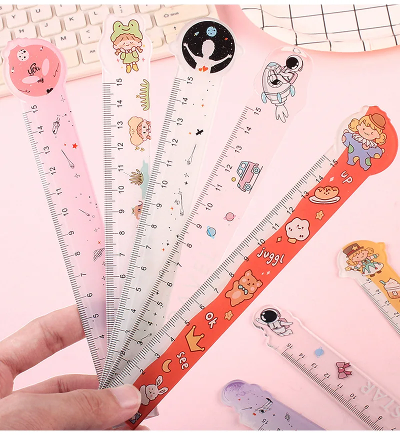 Sticker Cute Ruler Cartoon Girl Ruler Kawaii Stationery Ruler School Plastic Ruler 15cm ...