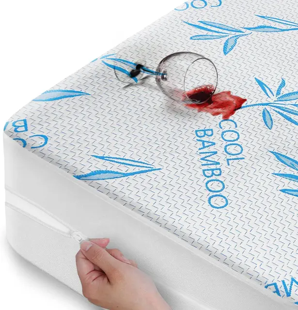 Manufacturer Direct Sale Custom Full Edging Zippered Printed Simmons Waterproof Bamboo Fabric Mattress Protector