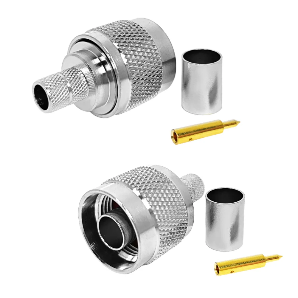 Factory Supply RF Coax Coaxial Connectors N Type Male Plug Straight Crimp Type for LMR300 5D-FB Cable in Stock