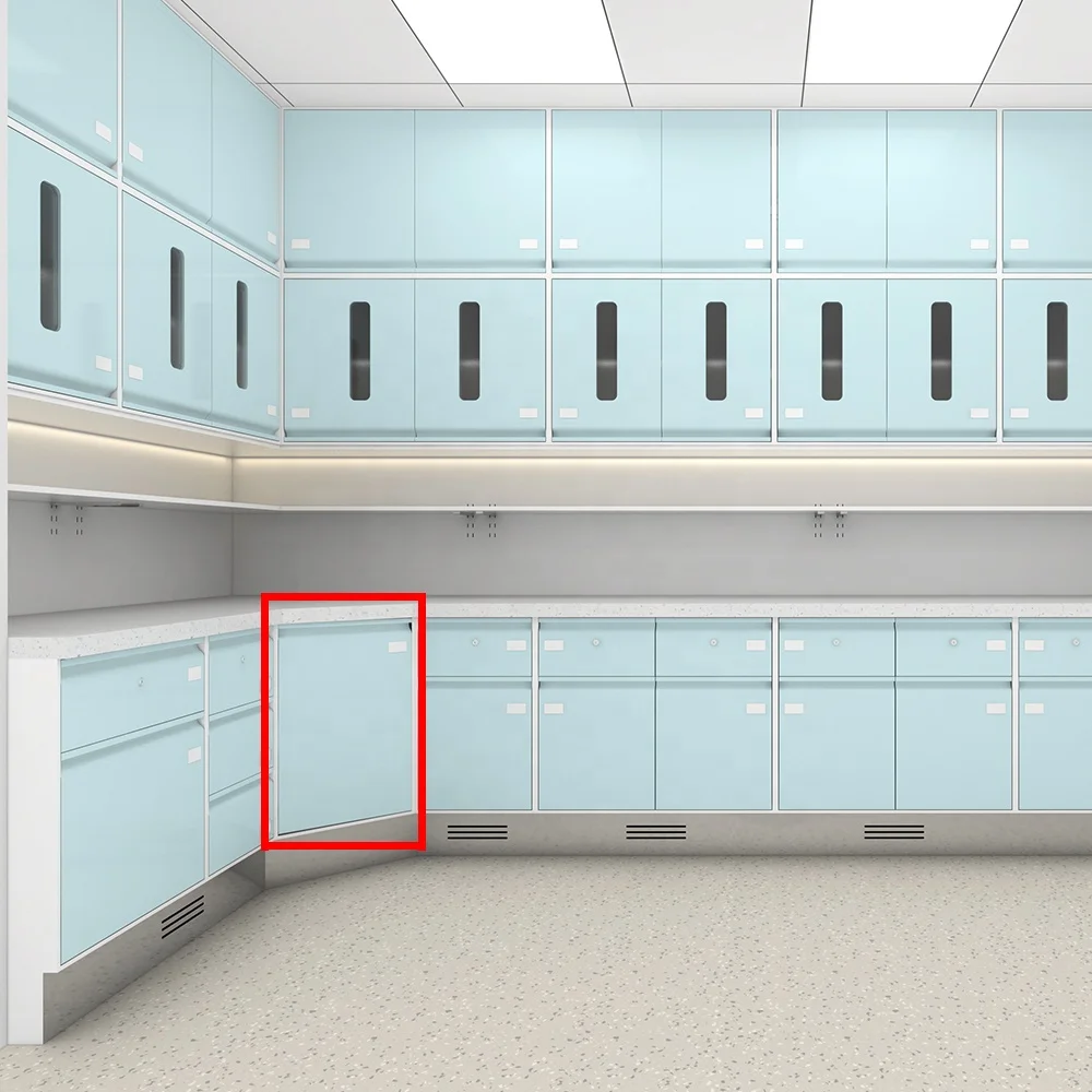 High Visibility Stainless Steel Hospital Polygonal Corner Cabinet with Baseboard Easy Access Medical Storage for Workshops 4