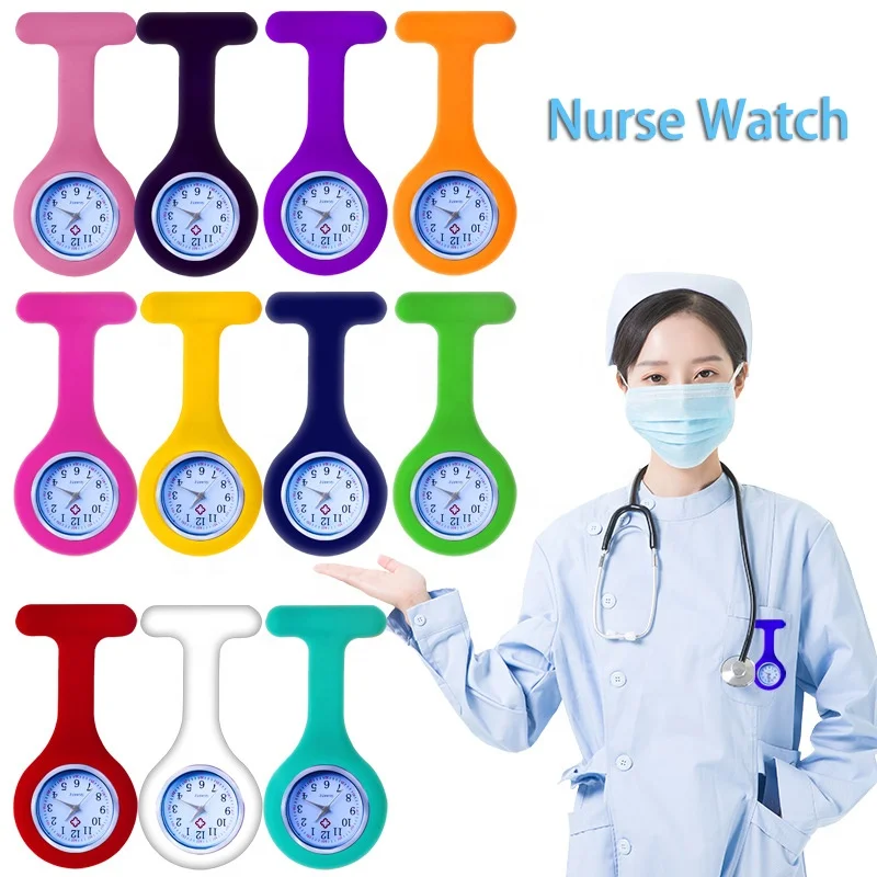 Silicone Colorful Portable Waterproof Quartz Pocket Nurse Watch