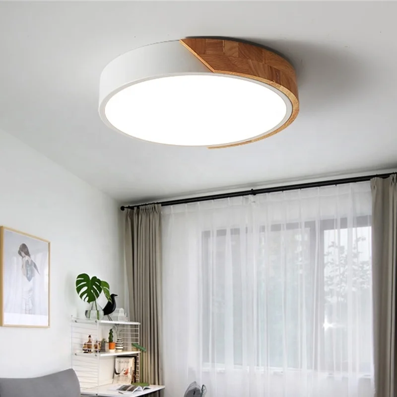 Ceiling Light LED 12W 23cm Lamparas De Techo Macaron Modern Wooden Ceiling Lamp
