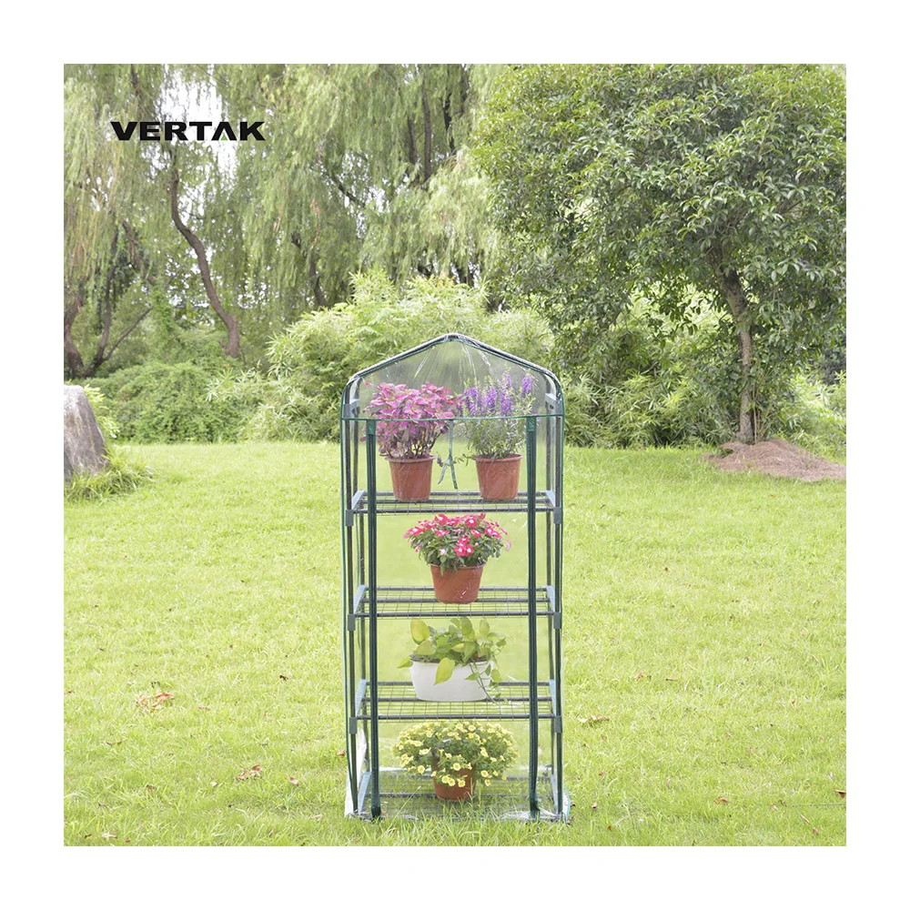 Vertak высокого качества 4 ярусов PVC садовая мини теплица для внутреннего и наружного спорта цветы