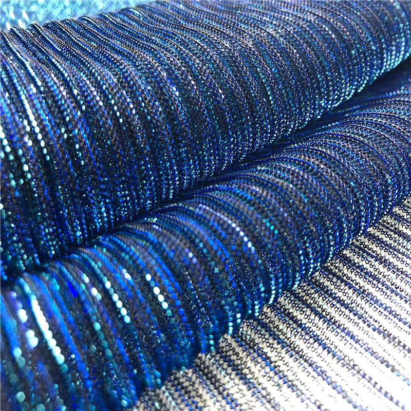 Полосатая проволока металлик из джерси с люрексом, яркий шелк, слайд-шоу, шелковая ткань, плиссированная ткань, блестящая слайд-ткань