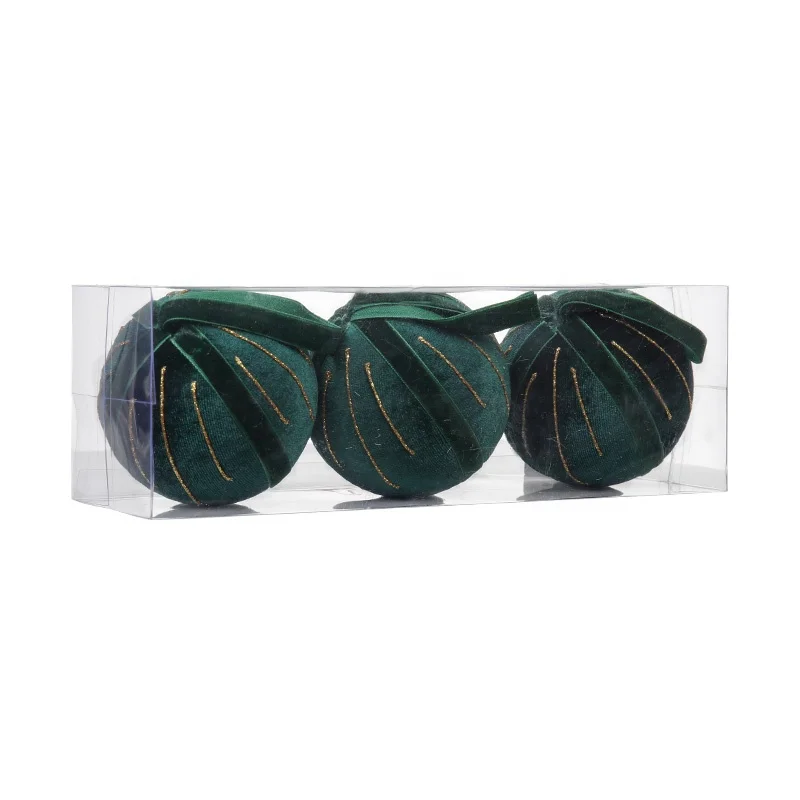 EAGLEGIFTS 2026 Green Christmas Festival Foam Balls Velvet Ornament 10cm 3 Pieces Customizable for Home Decoration