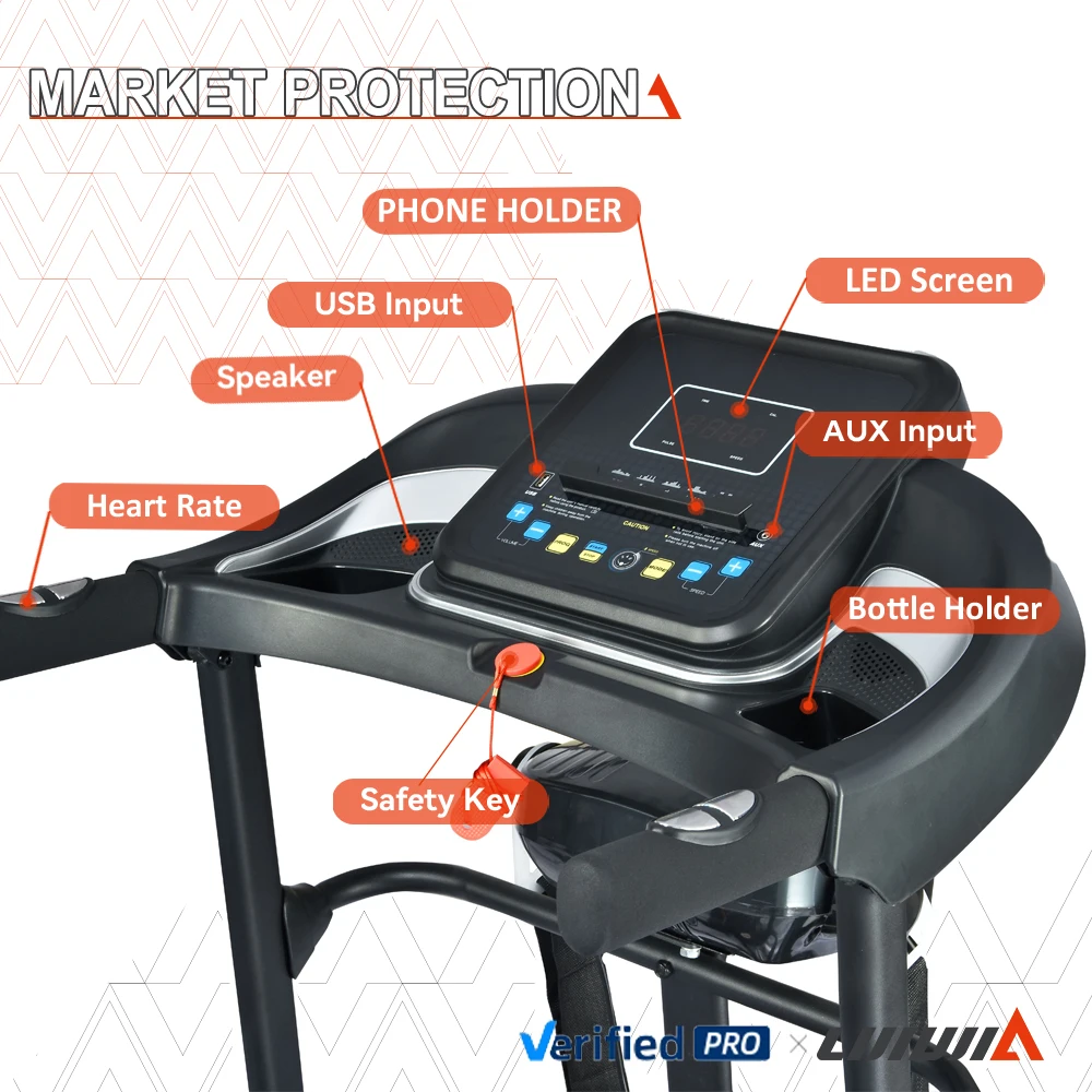 Lijiujia 1.5hp Motor Power Small Size 90kg Max User Weight Running Machine Home Fitness Equipment Electric Movable Treadmill