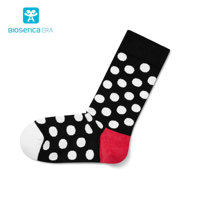 Bioserica Era Hot sell Anti bacterial custom logo colourful women cotton fashion cute dotted crew socks