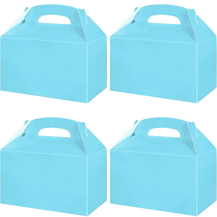 Light Blue Party Treat Box Candy Cookies Gift Gable Boxes With Handles