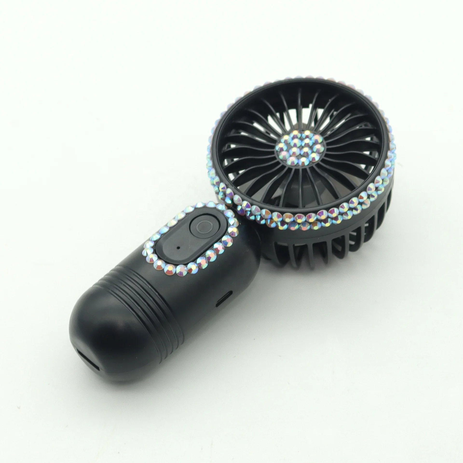 2024 Summer Cold Diamond Handheld Fan Portable Rechargeable Fans Outdoor Mini USB Electric Desktop Air Cooler Hand Glitter Fans
