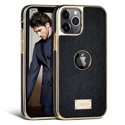 Onegif Luxury Pu Leather Plating Anti-fall Phone Case For iPhone11 12 Pro Max Xs Max Protective Case