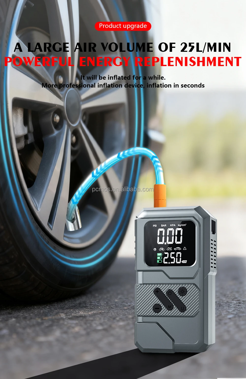 2-in-1 Car 8000mAh Jump Starter with Tire Inflator - Image 5