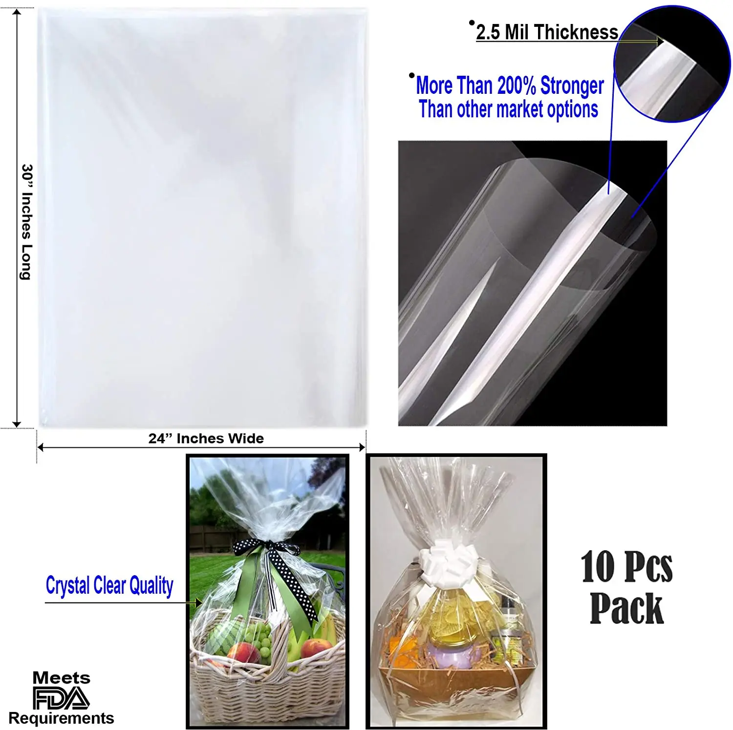 Large Jumbo Shrink Wrap Bags Cellophane Bags For Easter Baskets Bag