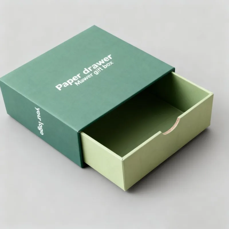 カスタムロゴ入り卸売用紙袋・引き出し式ボックス／リサイクル可能なジュエリーセット用ボックス（リボン付きハンドル付・小規模事業者向けパッケージ）