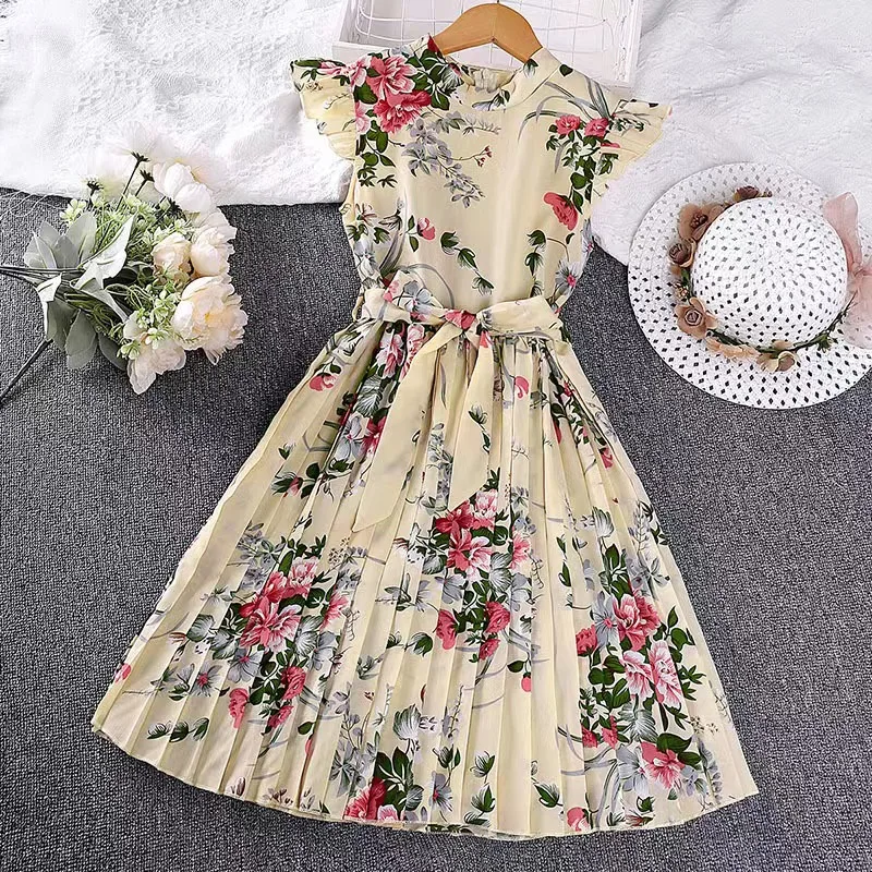 12 Years Summer Print Girls Dresses Casual Korean Kids Boho Polyester Frocks  Girls Design Teen Clothing for Vintage Floral Dress| Alibaba.com