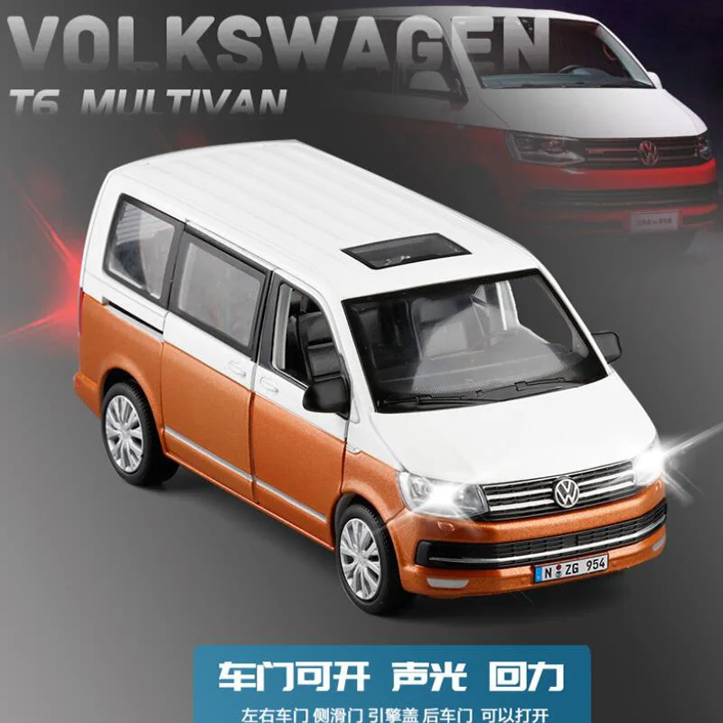 1:32 цинковый Multivan T6 фургон игрушечный автомобиль модель MPV со звуком и светом оттягиваемая литая классическая