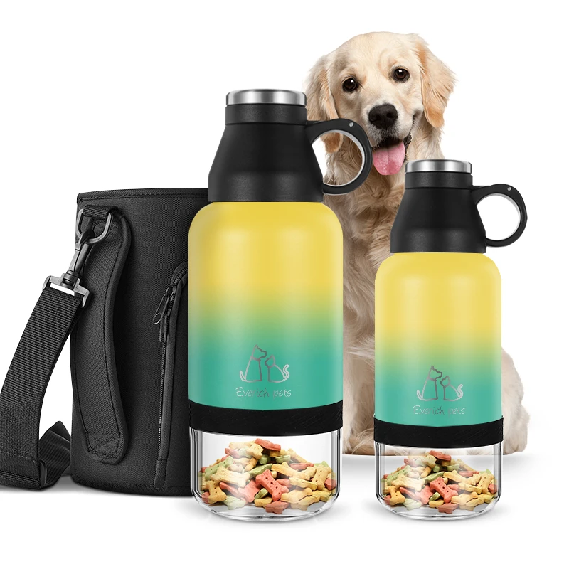 New 32oz 64oz Portable Dog Water Bottle W/ Dog Bowls,Stainless Steel Insulated Dog Travel Water
