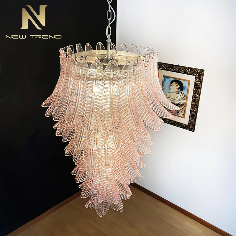 cpl-450 Grand Vintage Italian Murano Glass Chandelier – Large Luxury Lustre Lighting Fixture for High Ceiling Hotel Lobby & Villa Void