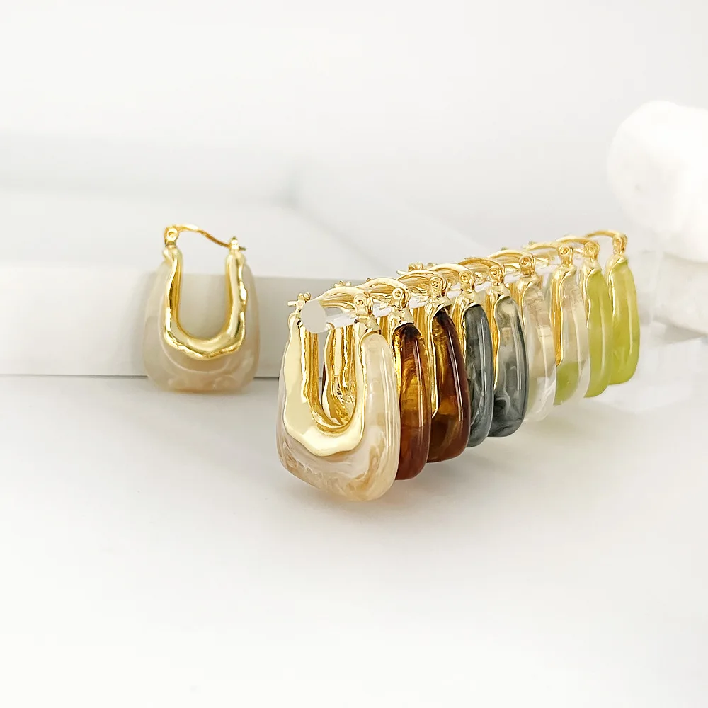 Fashion Women Gold Earrings Samples Colorful Hoop Earrings Transparent ...