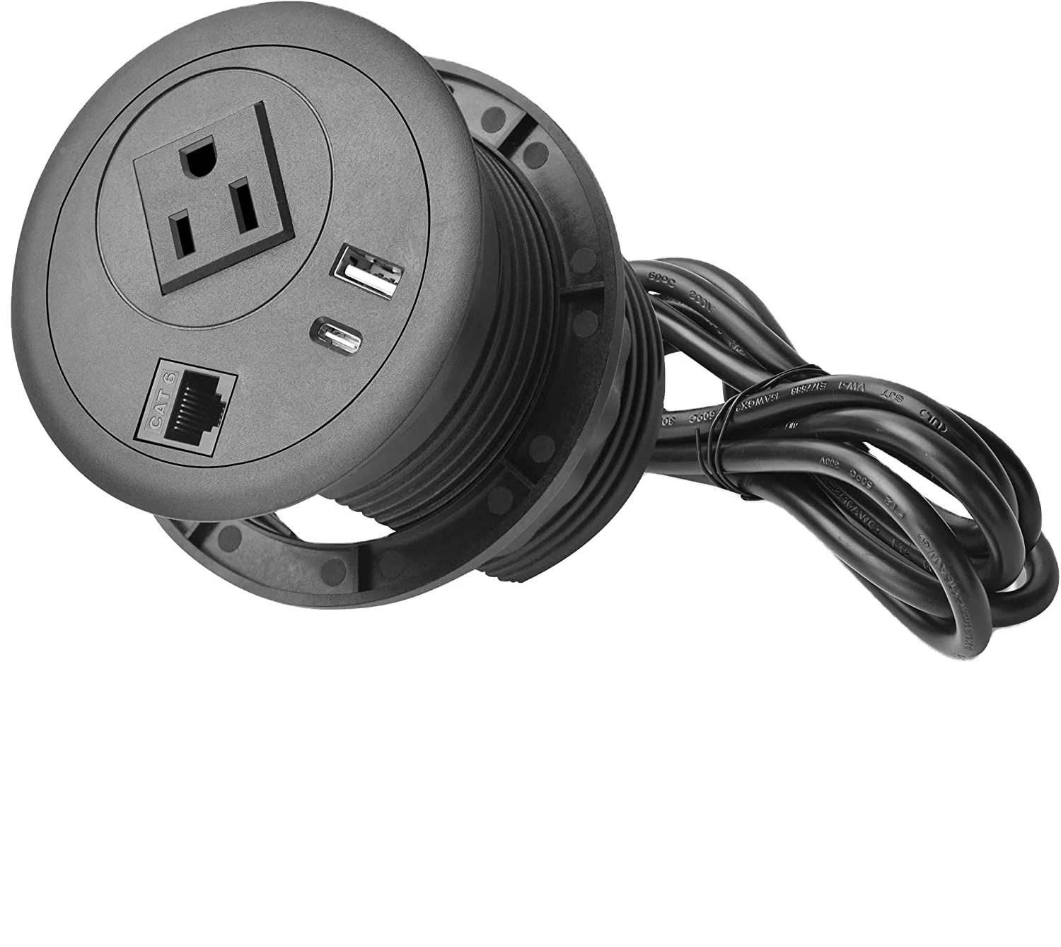 Us Plug Desk Power Grommet With Usb Port Fast Charger Qc3.0 & Pd18w 