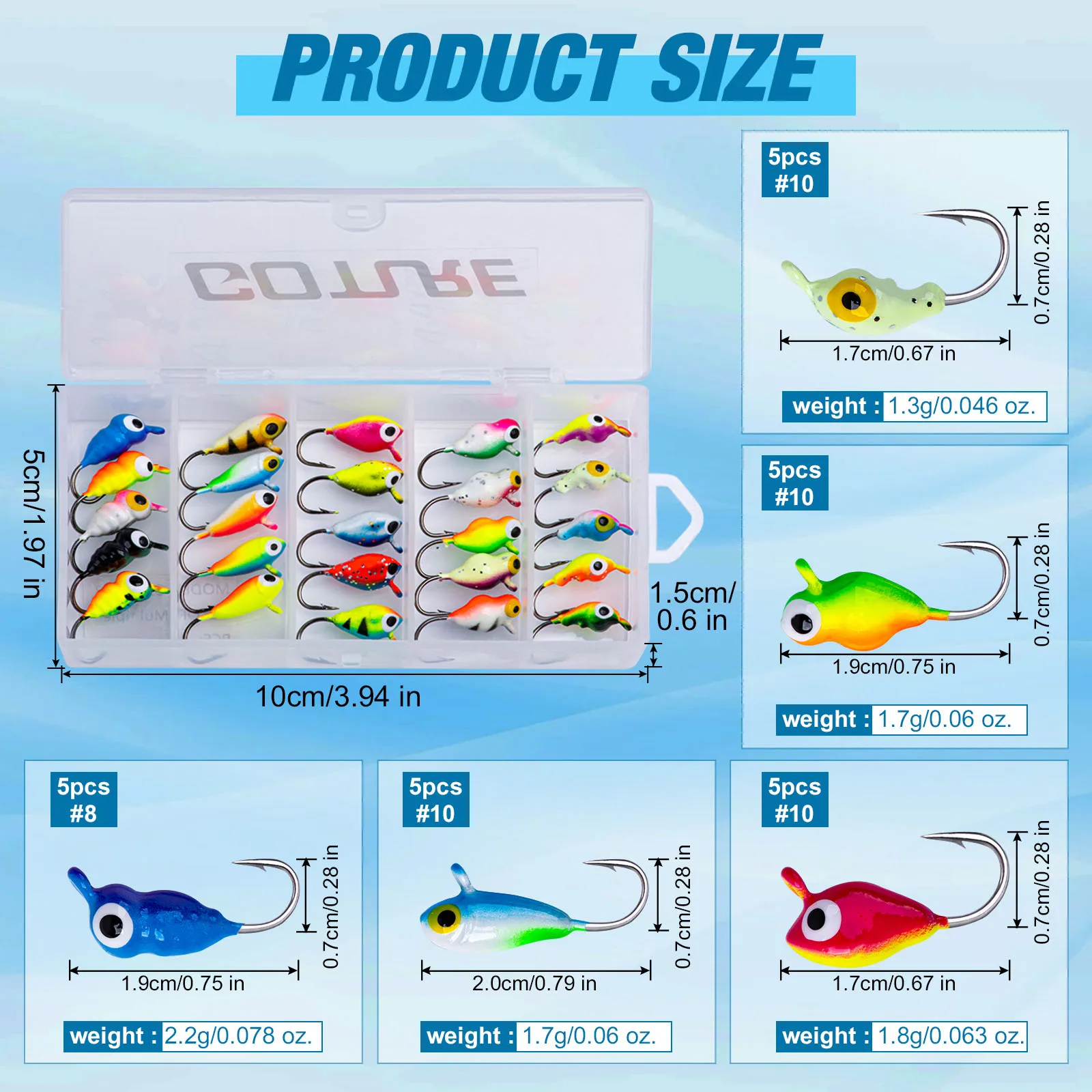 Ice Fishing Jigs 25-Piece Glow Ice Fishing Jig Set - Luminous Lures For  Panfish, Walleye \u0026 Perch Glow In The Dark Fishing Jigs, image size:1600x1600