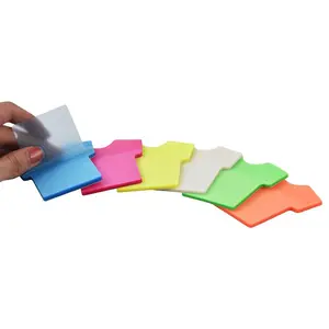 S3017 Magnetic Memo Pad Self-Adhesive PET Material Neon Transparent Sticky Note T-Shirt Shaped Design for School Office Gift Use