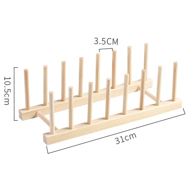 Solid wood drainage rack, pine wood multifunctional kitchen dishes, bowls, chopsticks, and plates storage drip rack