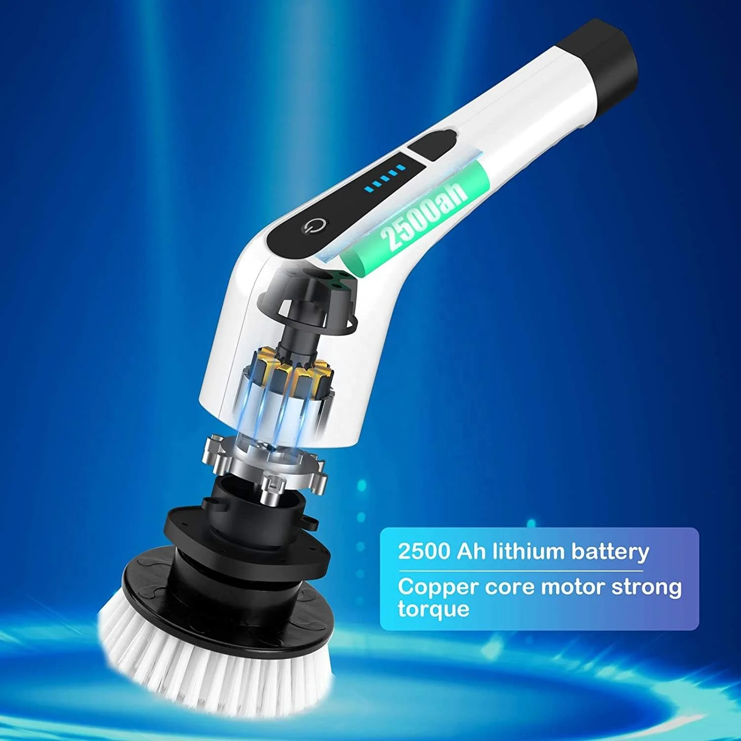 9 in 1 Adjustable Detachable Electric Spin Scrubber Long Handle Cordless Cleaning Brush Electric for Car Toilet Kitchen House
