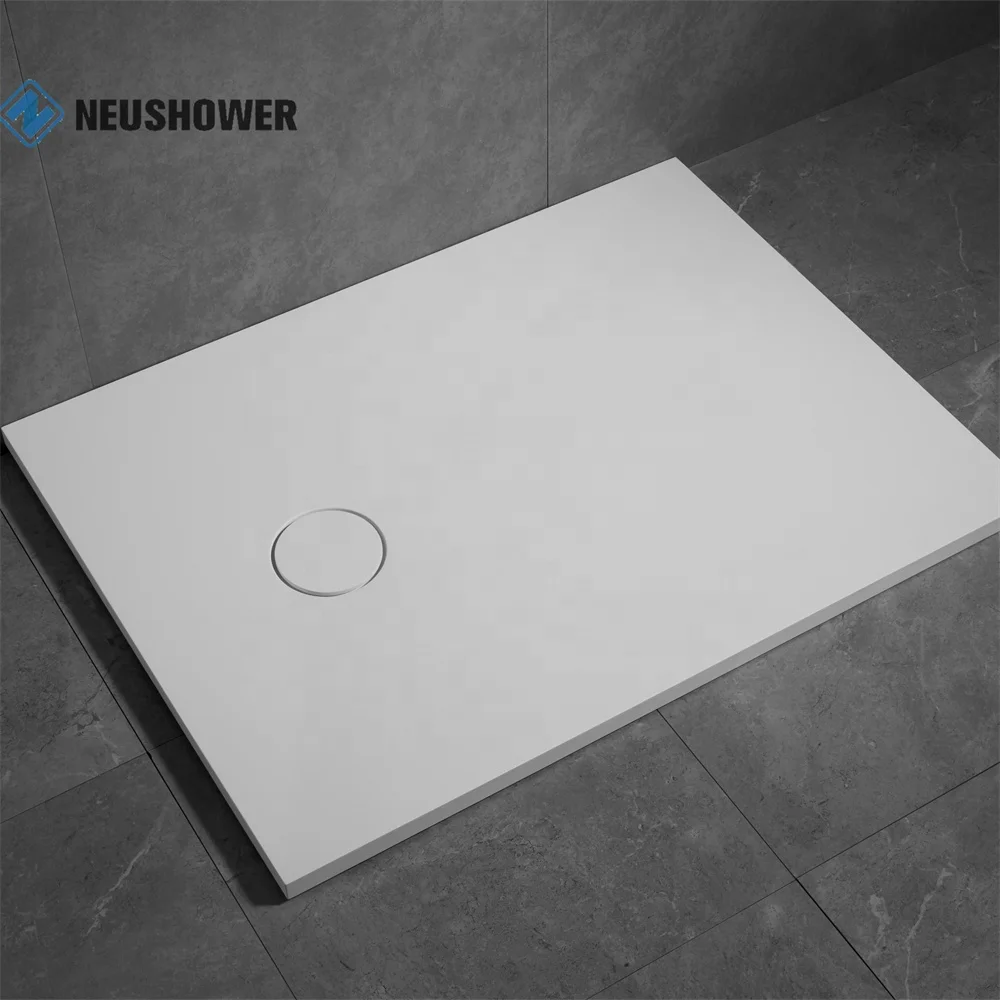 White Color Marble Resin Stone Shower Pan Bathroom Shower Base