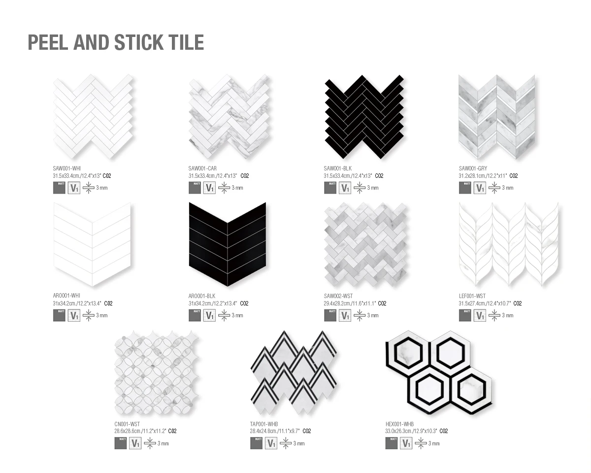 Sunwings Peel And Stick Waterjet Tile Stock In Us White Carrara Leaf Backplash Tile For