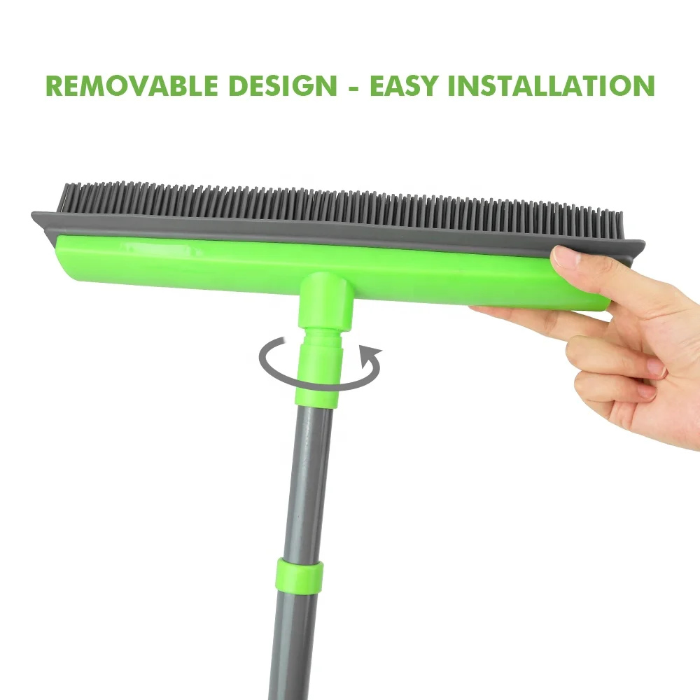 Adjustable Handle Carpet Rubber Broom With Squeegee Rubber Squeegee Head Broom