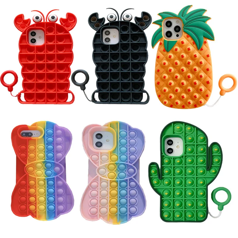 Luxury Phone Case For Iphone Push Bubble Fidget Anti-stress Phone Cases Toys Fidget Stress Cover
