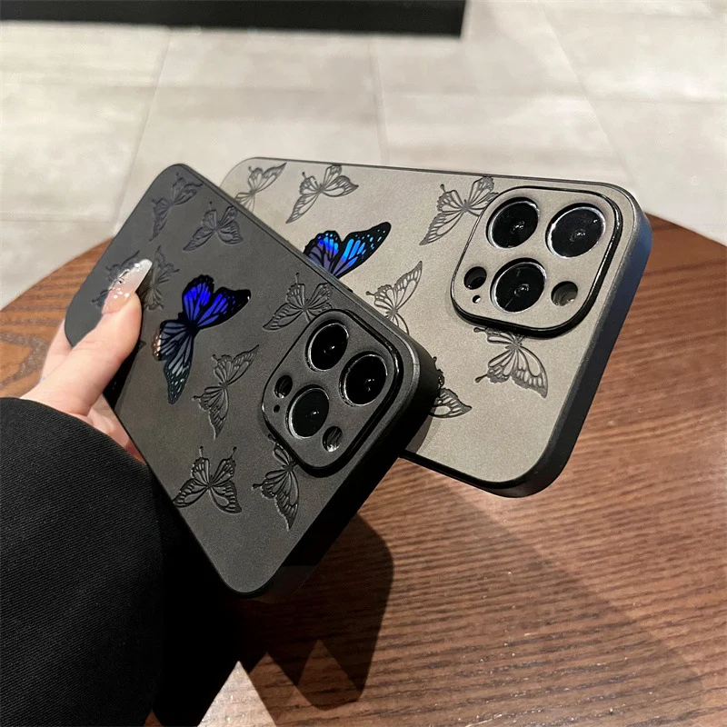 Butterfly Pattern PU Leather Phone case for iphone 11 12 13 14 15 16 17 Lens Protect Phone Cover for iphone 17 Pro Max