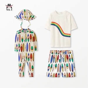 2026 High Quality Eco-Friendly Kids Bathing Suits Boys Swim Trunks Set Sportswear Beachwear With Fun Print High Visibility