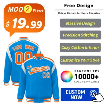 Custom OEM High-Quality Men's Jackets Polyester Bomber Letterman Baseball Coats Plus Size With Chest Side Pockets
