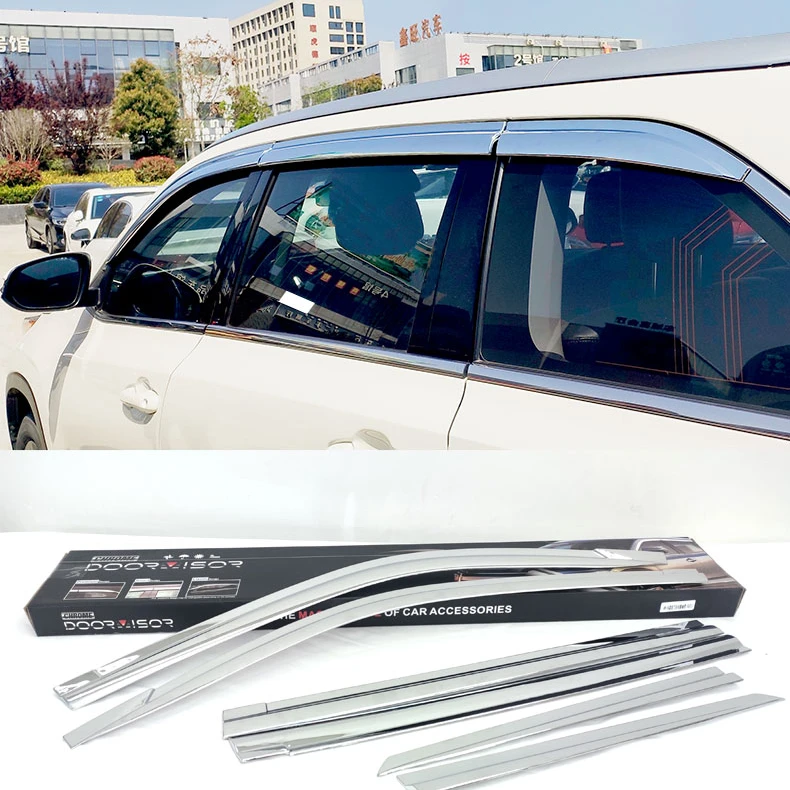 Electroplated  CHROME CAR WINDOW VISOR WIND DEFLECTOR RAIN GUARD SUN SIDE DOOR VENT VISOR WEATHER SHIELD SUN VISOR