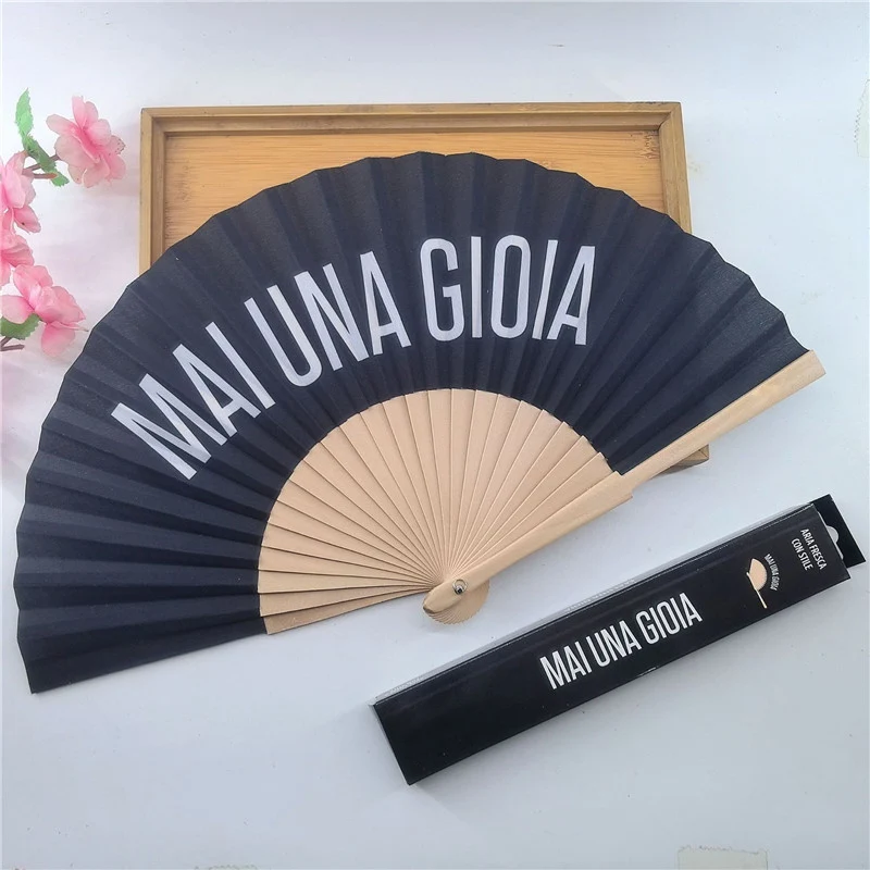 Small Size Fan Wholesale Wedding Fan Customized Logo Wooden Foldable Handfan Fabric Folding Hand Fans for Summer