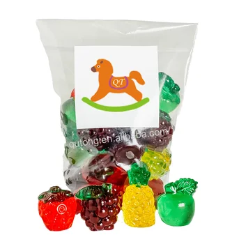 Transparent fruit shape 3D gummy candy and sweets wholesales from Qutong