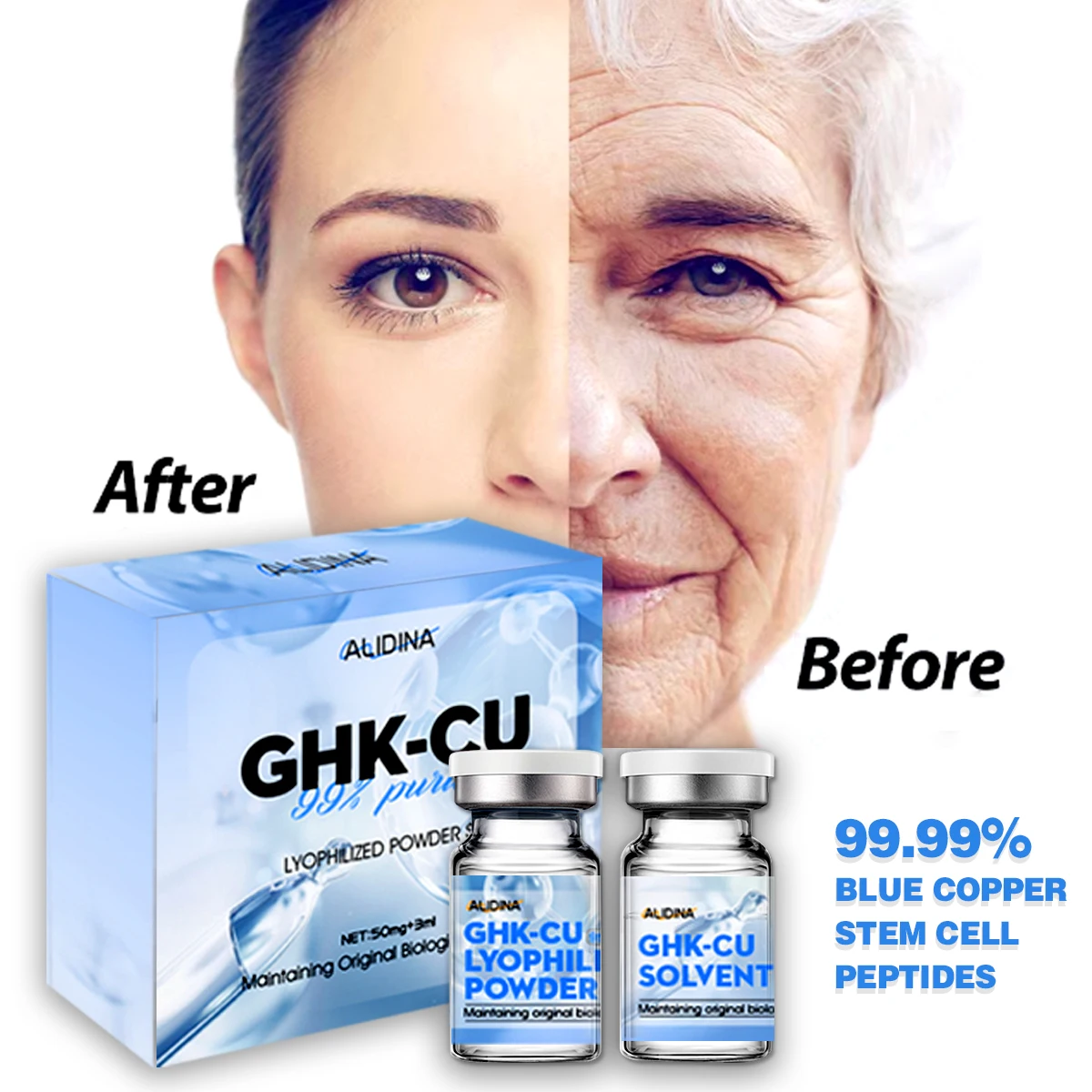 High Purity Fast Delivery Cosmetic Grade Age-aging Ghk Cu Powder Serum Blue Copper Ghk-cu Peptides for Skin Care d