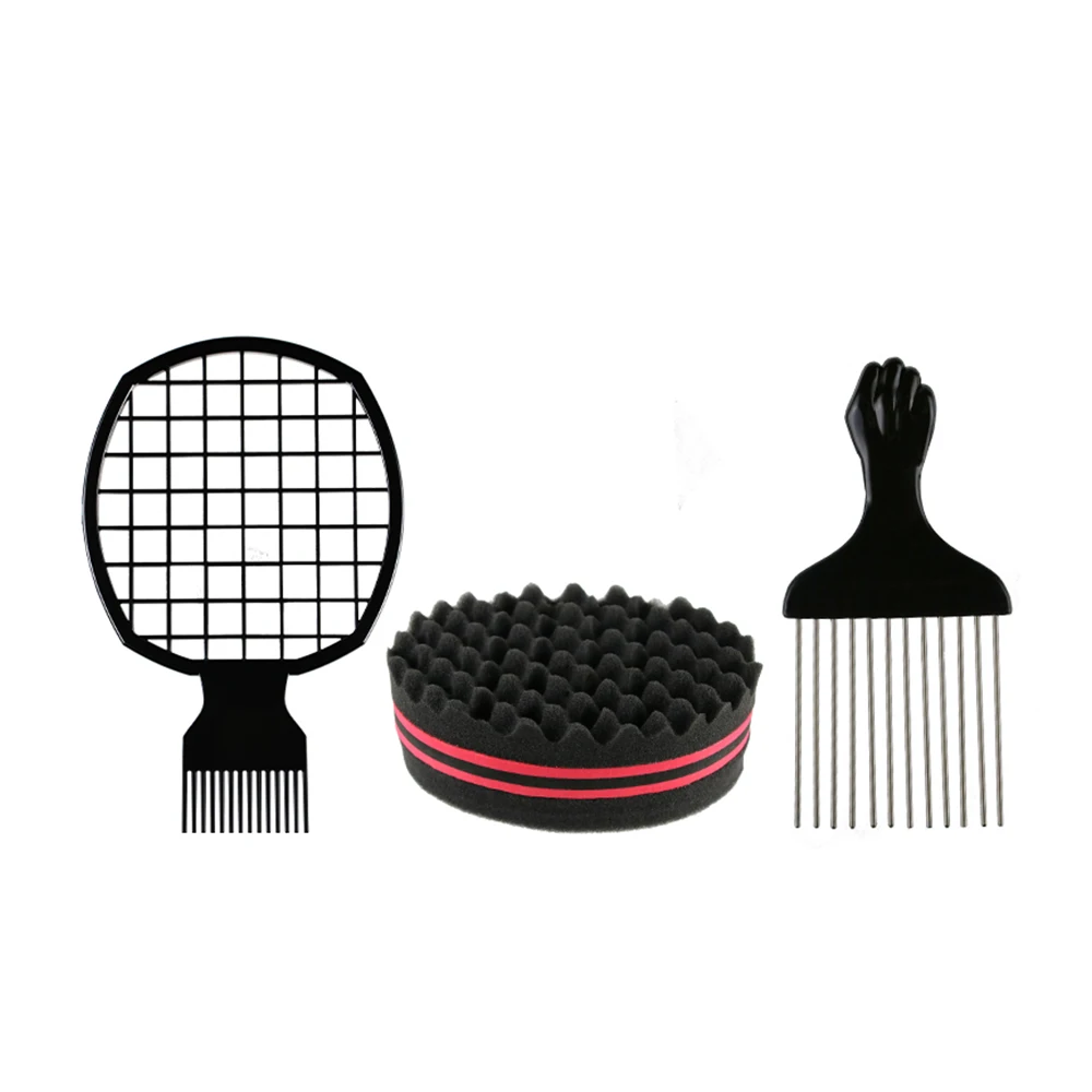 A three-piece Afro Hair Pick Salon Accessories Barber Use Brush Customized Logo Men's Styling Co