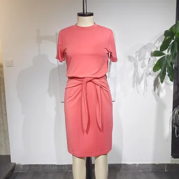 Elegant Women's Plus Size XXXXL Dress High Quality Lady Custom Knit Cotton Comfortable Simple High Model Anti-Static Plain Dyed